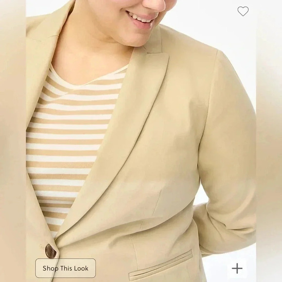 J Crew Khaki Blazer Beige One Button NWT Cream Beige Size 12 Single Breast Chino - Picture 6 of 15